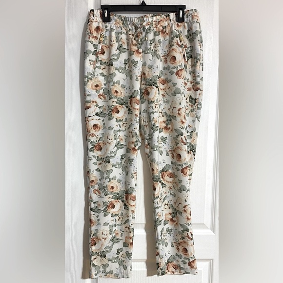 Guess Floral Lightweight Pockets Spring Summer Joggers Size Medium - Picture 1 of 8